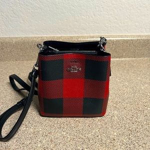 Coach Buffalo plaid bucket bag